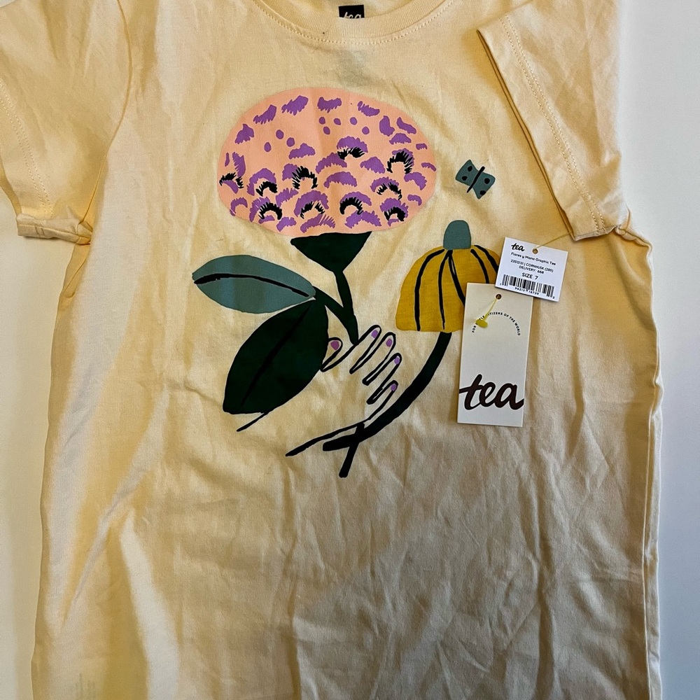 Tea Collection Cream Graphic Tee with Floral Design